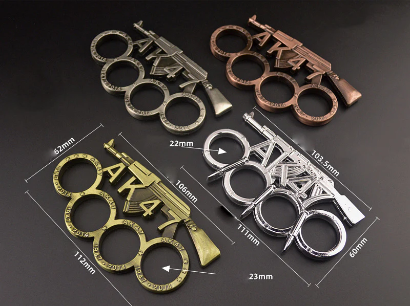 AK47-brass Knuckle Duster Boxing Self-defense Multifunctional Window Breaker Outdoor Portable EDC Tool - Image 3