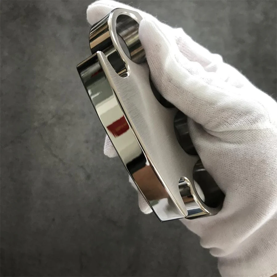 Brushed and Mirror Polished Solid Steel Knuckle Duster - Image 3