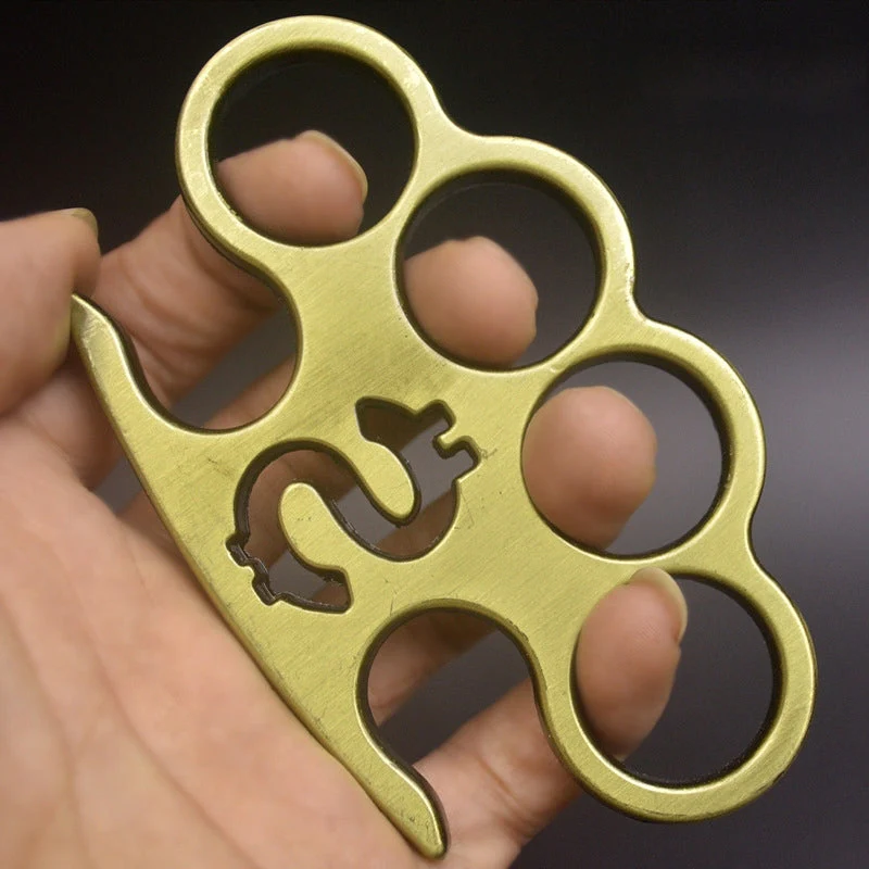 Snake- Brass Knuckle Duster Boxing Four Finger Buckle Defense Window Breaker EDC Tool - Image 2