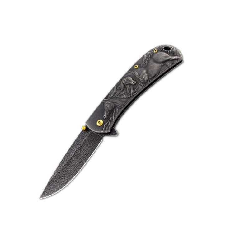 Embossed Pattern Folding Knife Outdoor Tactical Safety Knives - Image 9