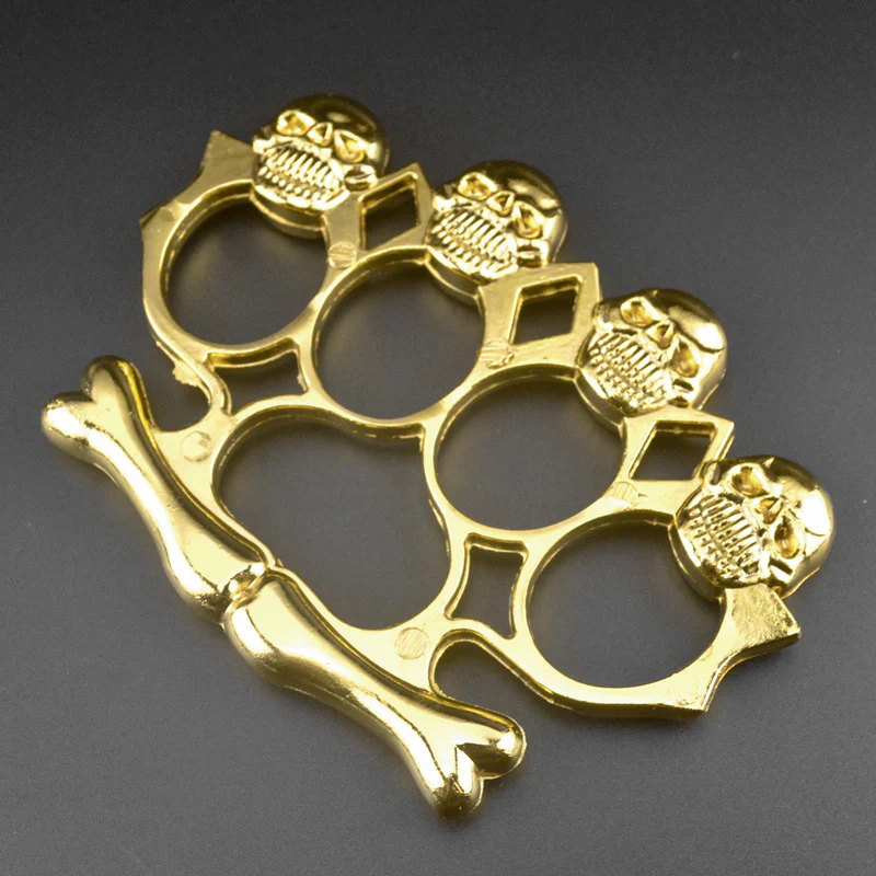 Four Ghost Head Brass Knuckle Duster Broken Window EDC Tool