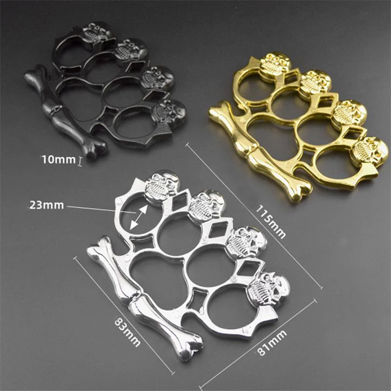 Four Ghost Head Brass Knuckle Duster Broken Window EDC Tool - Image 3