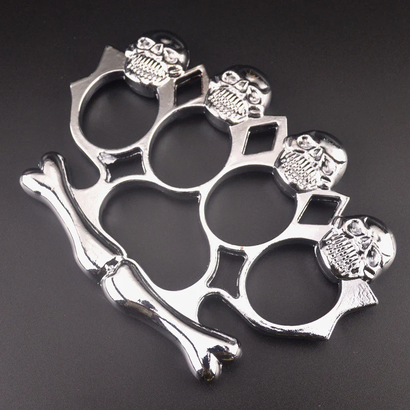 Four Ghost Head Brass Knuckle Duster Broken Window EDC Tool - Image 4
