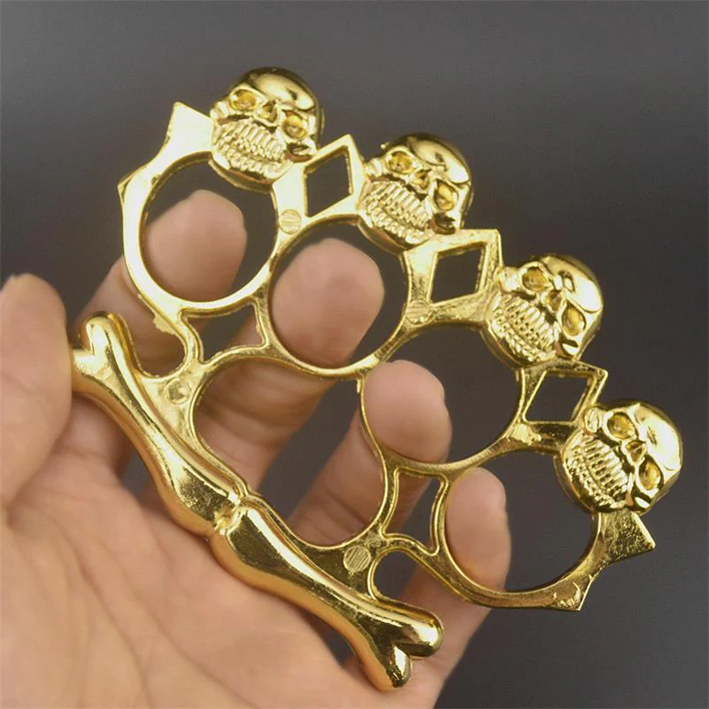 Four Ghost Head Brass Knuckle Duster Broken Window EDC Tool - Image 5