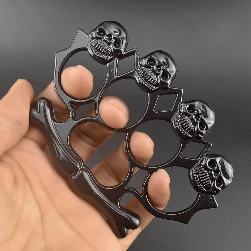 Four Ghost Head Brass Knuckle Duster Broken Window EDC Tool - Image 6