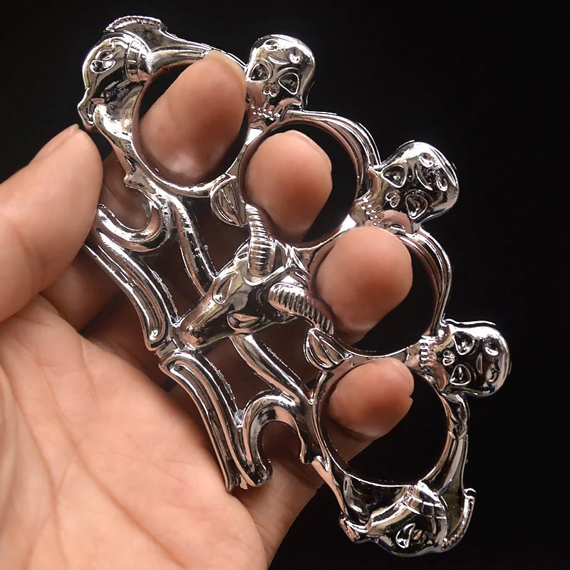 Goat Skull Knuckle Brass Duster Boxing Four Finger Buckle Defense Window Breaker Outdoor EDC Tool - Image 4