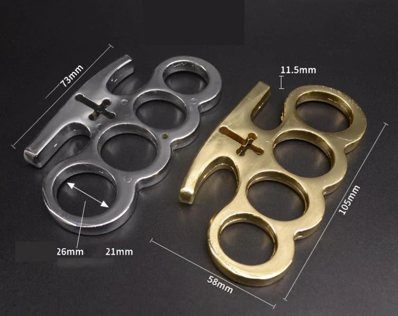 God - Brass Knuckle Duster Boxing Four Finger Buckle Defense Window Breaker Outdoor EDC Tool - Image 3