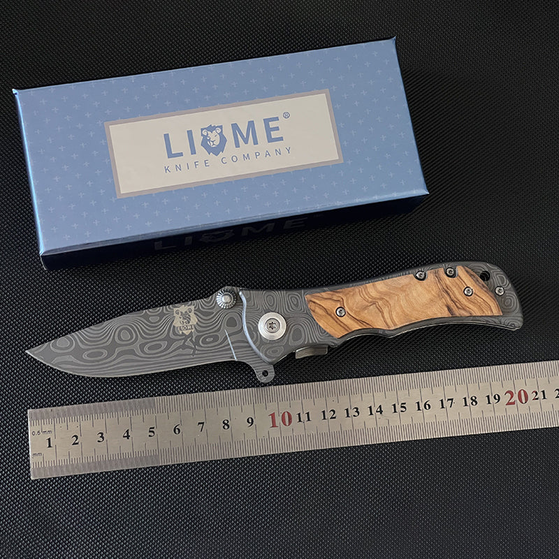 Liome 339 Folding Knife Damascus Outdoor Portable Pocket Camping Military Knives - Image 4