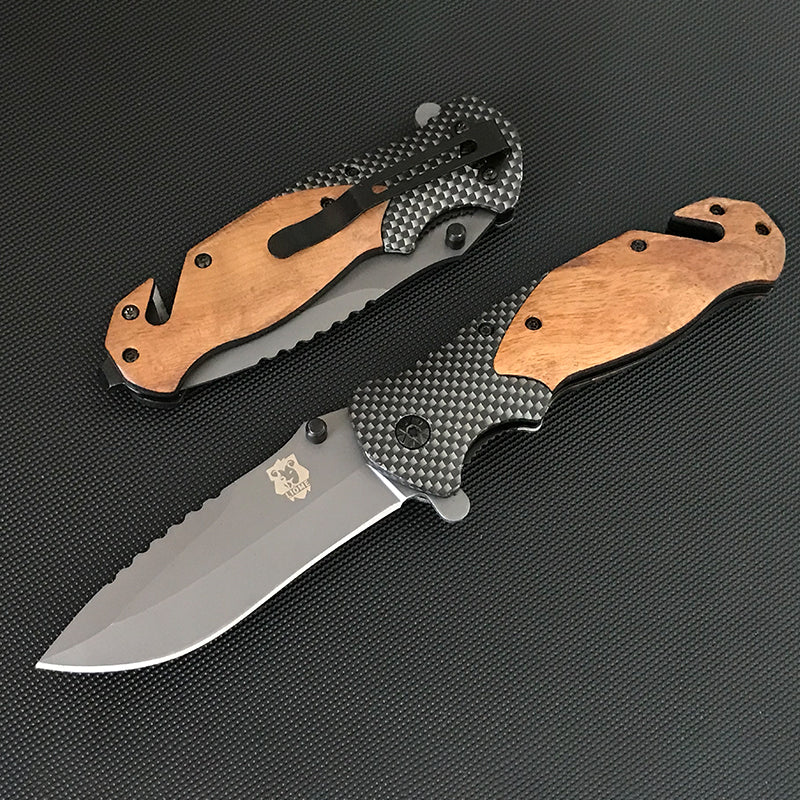 Liome X50 Folding Knife Wooden Handle Pocket Knives Outdoor Multifunctional Tactica Camping EDC Tool