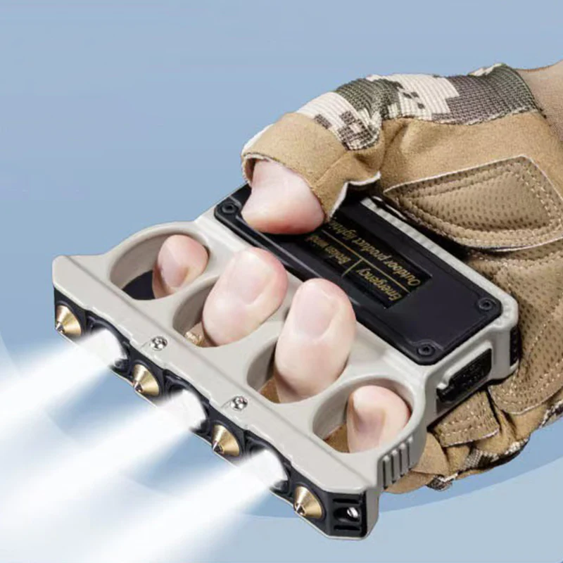 Multi-functional Knuckle Duster Self-defense Flashlight EDC Tool - Image 3