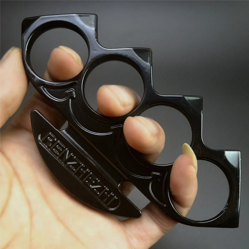 Big Finger Hole Brass Knuckle Duster Boxing Four Finger Buckle Defense Window Breaker EDC Tool - Image 3