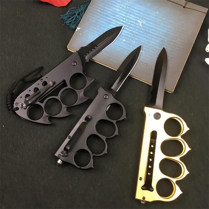 Outdoor Knuckle Duster Folding Tactical Knife Camping Hunting Self-defense Pocket Knives Window Breaking Tool - Image 2