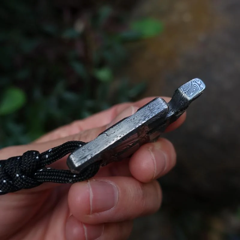 Portable Bottle Opener Damascus Pattern Self Defense Tool - Image 3