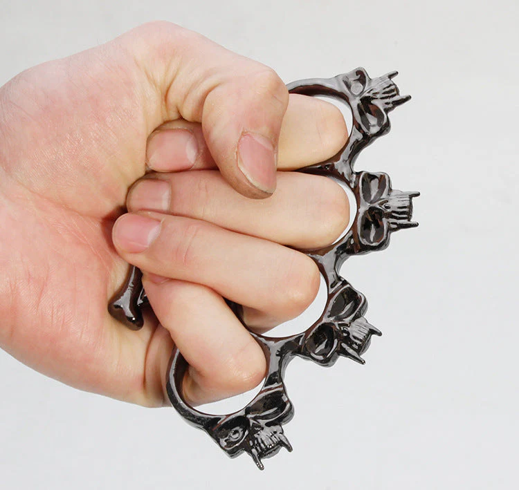 Skull Stab Knuckle Duster Boxing Four Finger Buckle Self Defense Window Breaker Outdoor Portable EDC Tool