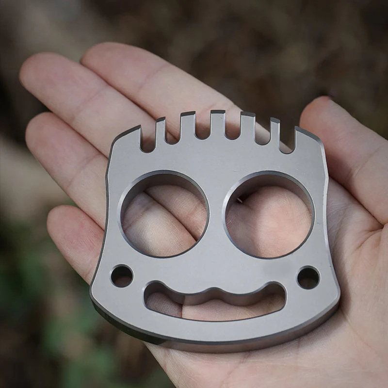 Smile Steel Knuckle Duster Two Finger Buckle Self Defense Window Breaker Boxing Training Combat Protective Gear - Image 3
