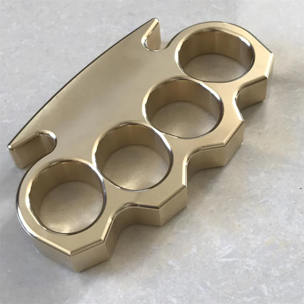 Solid Brass Knuckle Duster Four Finger Buckle Self-defense Broken Window Knuckles Boxing Training Combat Gear - Image 11