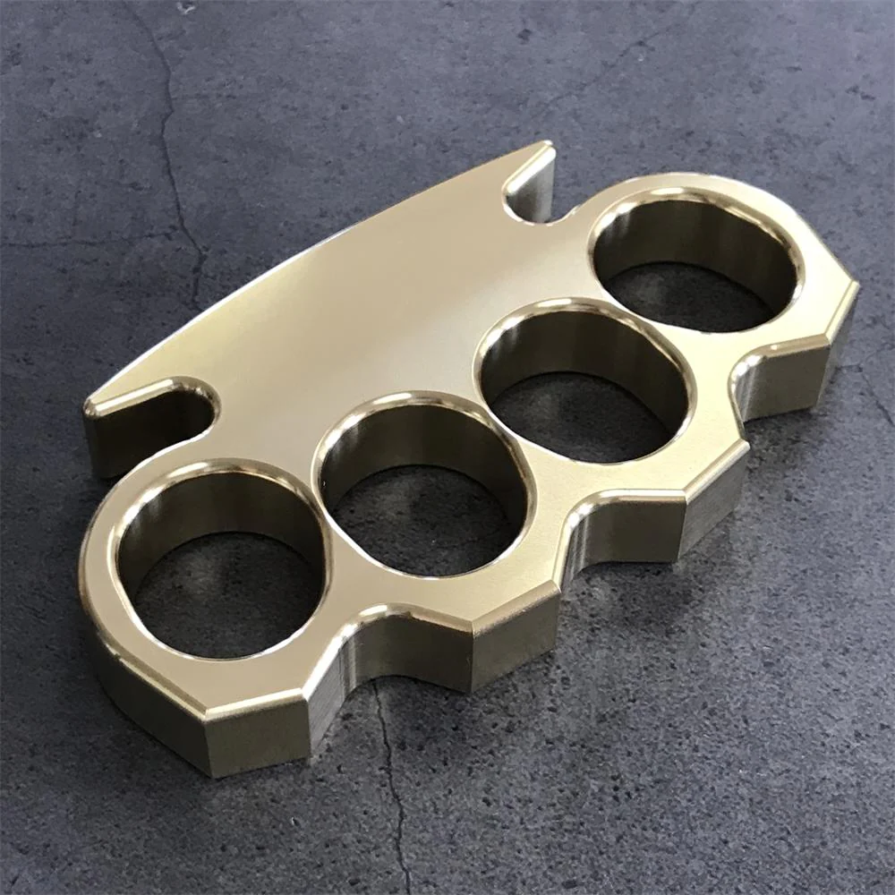 Solid Brass Knuckle Duster Four Finger Buckle Self-defense Broken Window Knuckles Boxing Training Combat Gear - Image 6