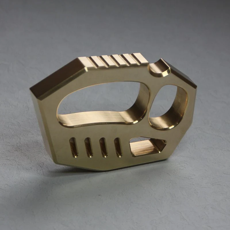Solid Brass Knuckle Duster Two Finger Buckle Self Defense Window Breaker EDC Tool Boxing Training Knuckles Combat Guards