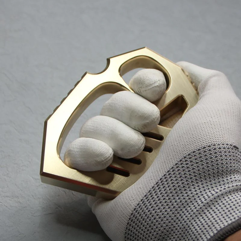 Solid Brass Knuckle Duster Two Finger Buckle Self Defense Window Breaker EDC Tool Boxing Training Knuckles Combat Guards - Image 2