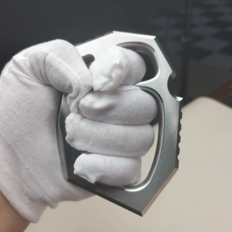 Solid Steel Knuckle Duster Two Finger Buckle Self Defense Window Breaking Boxing Knuckles Training Combat Guards - Image 2