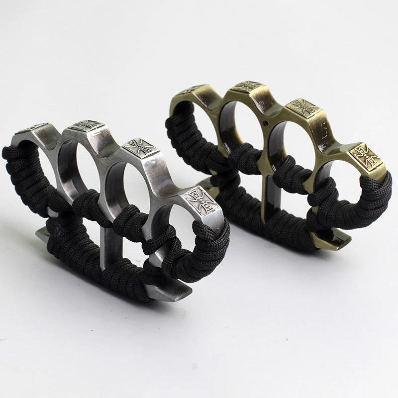 Solid Thickened with Cord Brass Knuckle Duster Boxing Self Defense Window Breaker Outdoor Portable EDC Tool - Image 2