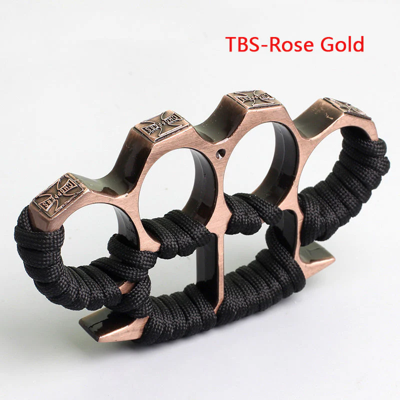 Solid Thickened with Cord Brass Knuckle Duster Boxing Self Defense Window Breaker Outdoor Portable EDC Tool - Image 5