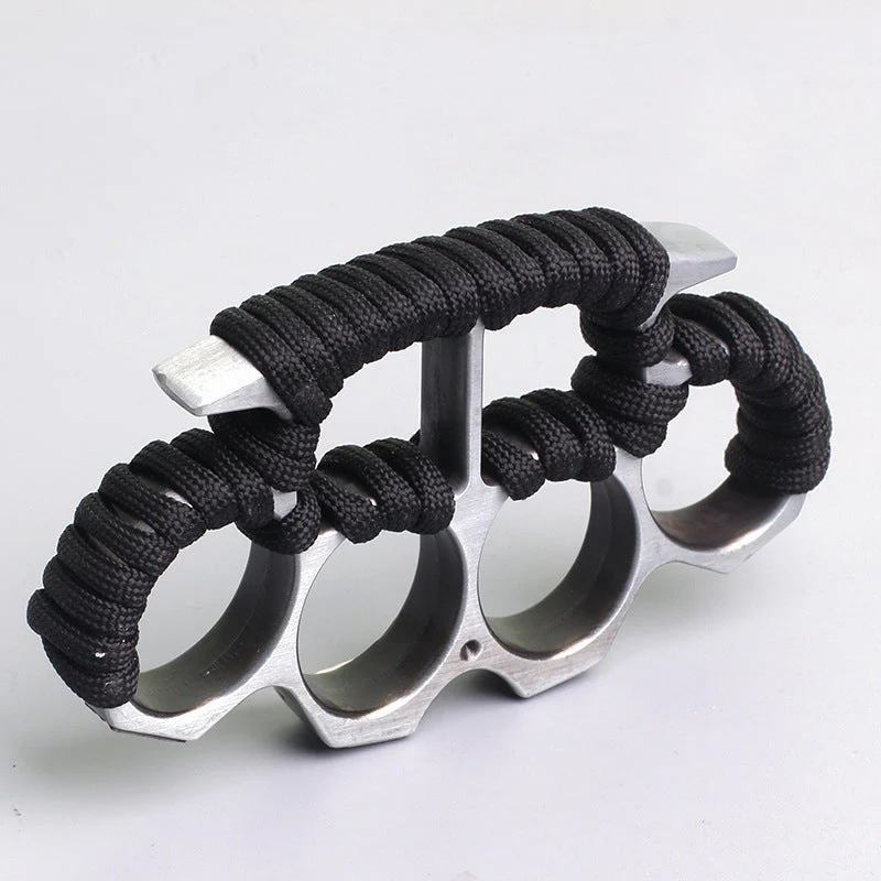 Solid Thickened with Cord Brass Knuckle Duster Boxing Self Defense Window Breaker Outdoor Portable EDC Tool - Image 7