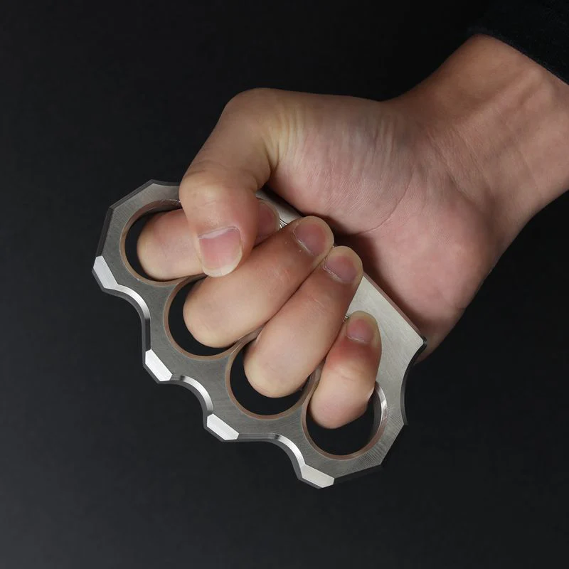 Strong Steel Solid Knuckle Duster Finger Buckle Self-defense Broken Window Boxing Training Knuckles EDC Tool - Image 2