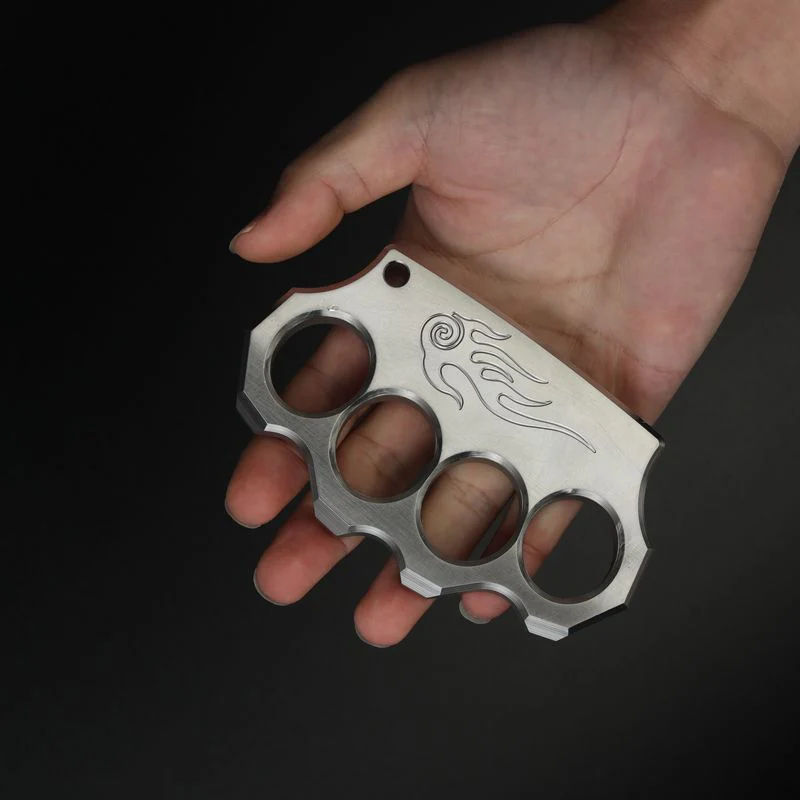Strong Steel Solid Knuckle Duster Finger Buckle Self-defense Broken Window Boxing Training Knuckles EDC Tool - Image 3