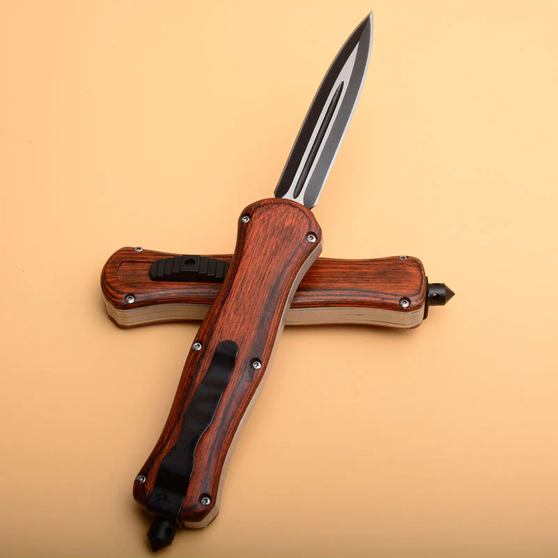 Tactical Knife Window Wood Handle Breaker Camping Pocket Knives EDC Tool - Image 2