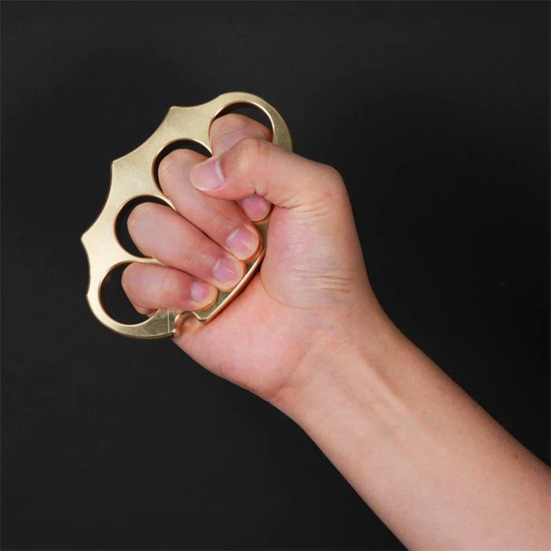 Thickened Brass Knuckle Duster Self Defense Boxing EDC Tool - Image 3