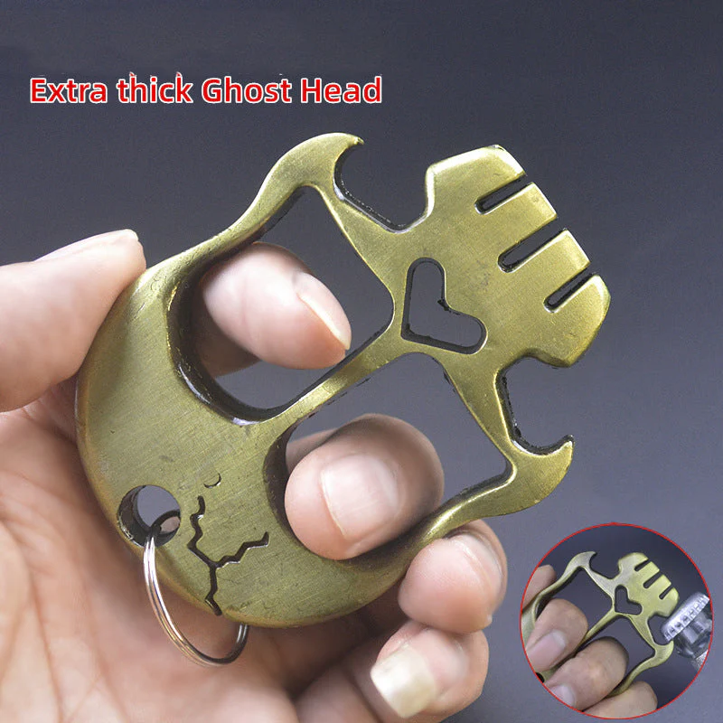 Thickened Skull Knuckle Duster Two Finger Boxing Defense Boxing Buckle Multi-function Bottle Opener
