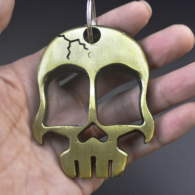 Thickened Skull Knuckle Duster Two Finger Boxing Defense Boxing Buckle Multi-function Bottle Opener - Image 10
