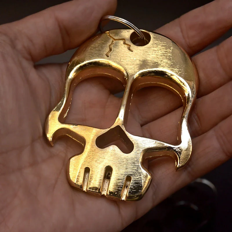 Thickened Skull Knuckle Duster Two Finger Boxing Defense Boxing Buckle Multi-function Bottle Opener - Image 6