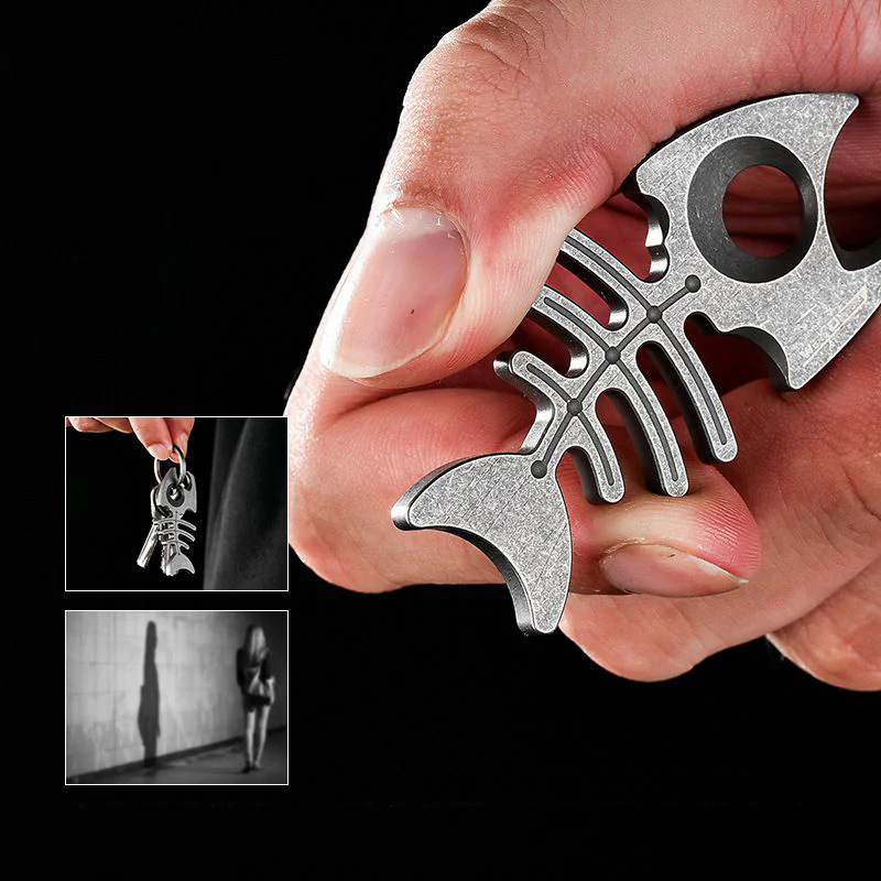 Titanium Fishbone Bottle Opener Self Defense EDC Tool - Image 4