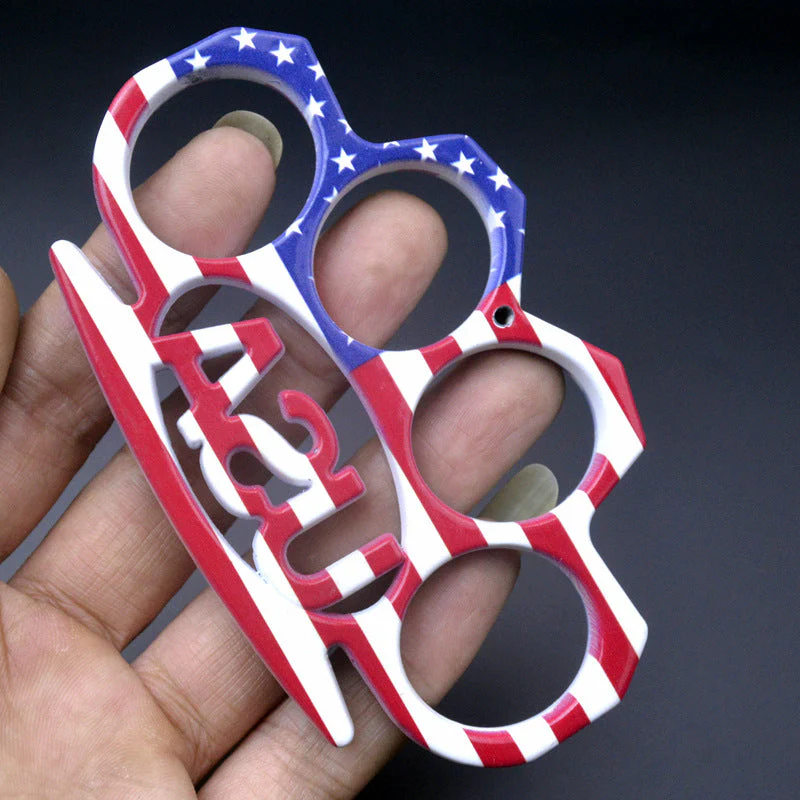 USA Pattern- Knuckle Duster Boxing Self Defense Four Finger Buckle Window Breaker Outdoor Camping EDC Tool