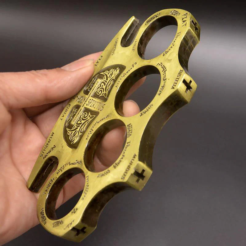Warrior - Brass Knuckle Duster Boxing Four Finger Buckle Defense Window Breaker Outdoor EDC Tool - Image 4