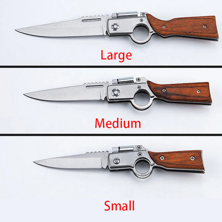 Wood Handle AK47 Folding Knife Outdoor Camping Knives with Light EDC Tool - Image 6